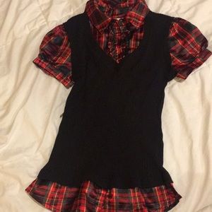Plaid Collar Blouse